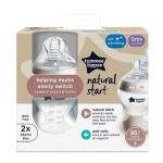 TOMMEE TIPPEE NAURAL START PACK DE 2 BIBERON ANTI COLIC 0M+ DEBIT LENT 260 ML BLANC